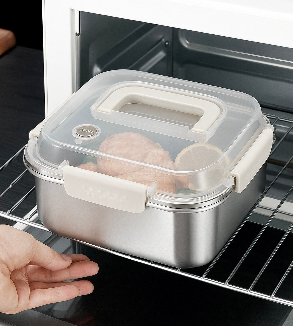 HotLock maaltijdbox met Vacuümdeksel – 1200ml RVS & Lekvrij